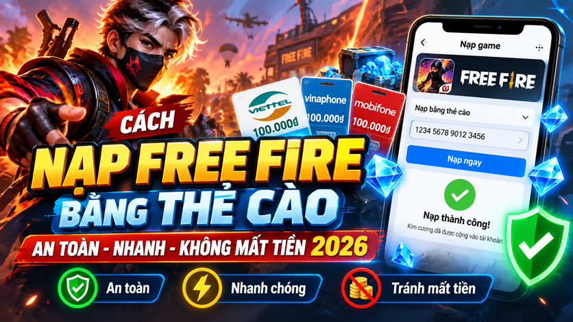 Cách nạp Free Fire bằng thẻ cào an toàn, nhanh và không bị mất tiền 2026